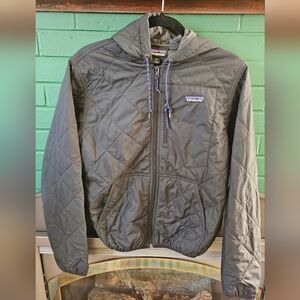 Patagonia Men's Quilted Hooded Puffer Jacket - Black with Purple Drawcords
